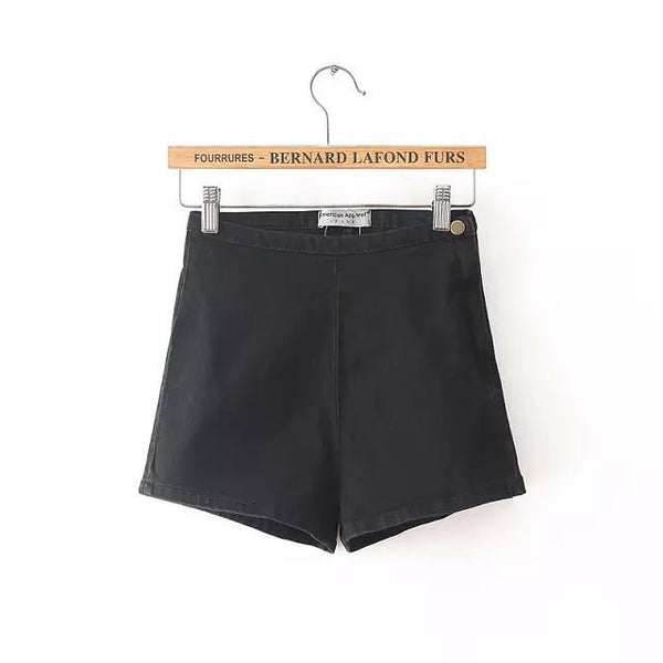 New Fashion AA Style Womens Sexy Skinny Thin High Waist Shorts Denim Shorts Jeans Side Zipper Short Women Clothing