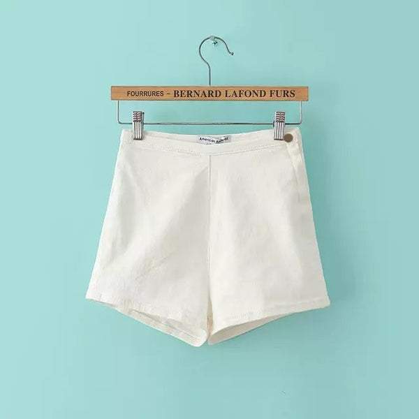 New Fashion AA Style Womens Sexy Skinny Thin High Waist Shorts Denim Shorts Jeans Side Zipper Short Women Clothing