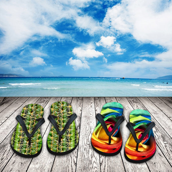 Men's Summer Flip Flops 3D Animals Print Rubber Slippers.