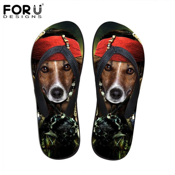Men's Summer Flip Flops 3D Animals Print Rubber Slippers.