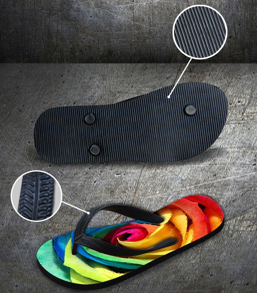 Men's Summer Flip Flops 3D Animals Print Rubber Slippers.