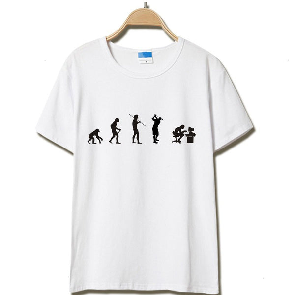 Evolution of the T-shirt Men Casual Short Sleeve T-Shirt O Neck Cotton.