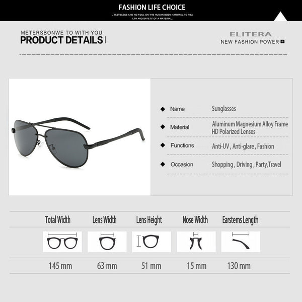 ELITERA Aluminum Magnesium Alloy Sunglasses Men.
