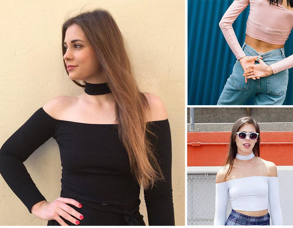 Simplee European style sexy off shoulder black t-shirt women tops long sleeve halter top tees Girl t shirt 90's crop top female