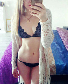 Lace Bra Cut Out Unlined Bralette Sexy Intimate Underwear Black.