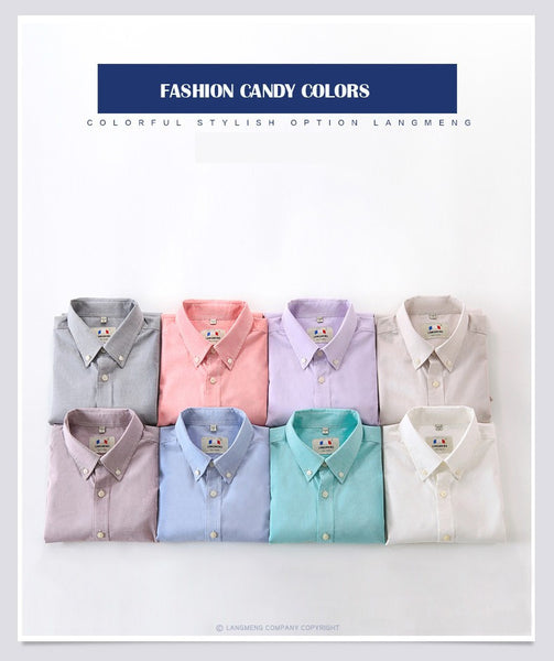 Langmeng 100% cotton men shirt short sleeve casual shirts.