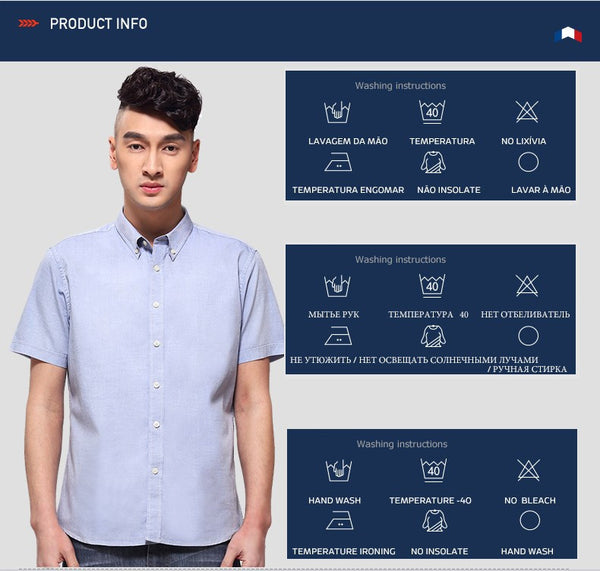 Langmeng 100% cotton men shirt short sleeve casual shirts.