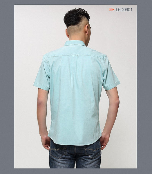 Langmeng 100% cotton men shirt short sleeve casual shirts.