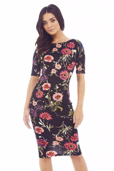 Women Dress Elegant Floral Print Work Business Casual Party .