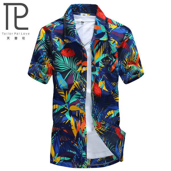 Mens Hawaiian Shirt Male Casual camisa masculina  Printed Beach Shirts Short Sleeve.
