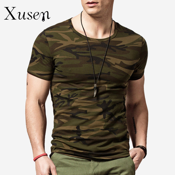Camouflage Men's T-Shirt  Summer Cotton Tee Shirts Male Tops.