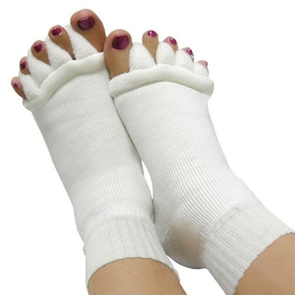 1 Pair Pedicure Sock GYM Massage SPA Yoga Five Toe Separator Socks Foot Alignment Socks For Pain Relief Bunions Flip Flop Sock