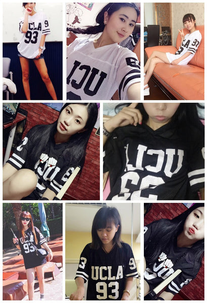 Summer New Fashion Casual V-Neck Letter Print Tees Boyfriend Style Loose Women T-shirt