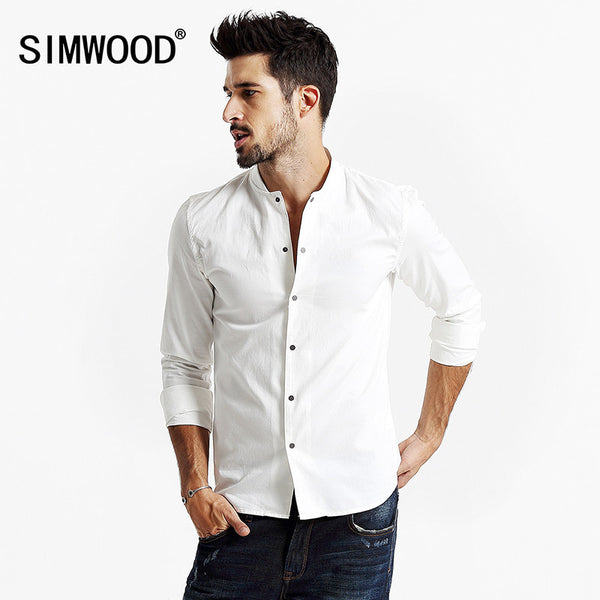 Autumn Male Noble Top Shirt Solid Full Sleeve Single-breasted Fashion Men Shirt.