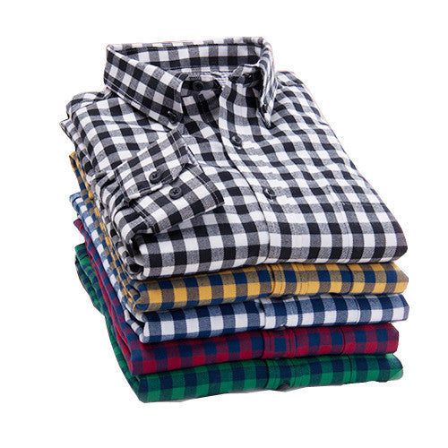 spring plaid shirt male long-sleeved shirt plus size youth office business casual shirt men.