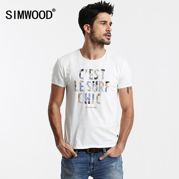 New Arrival Simwood Brand Clothing Men T-shirt Shortsleeved O-neck.