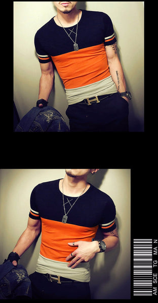 Summer T shirt O-Neck Cotton Men T shirt  Slim Fit Short-sleeve.