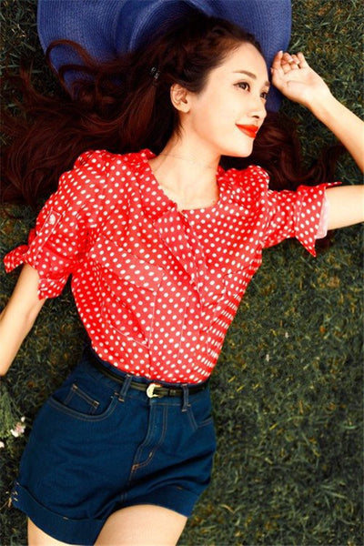 Women New Arrival Denim Shorts Vintage High Waist Cuff Jeans.