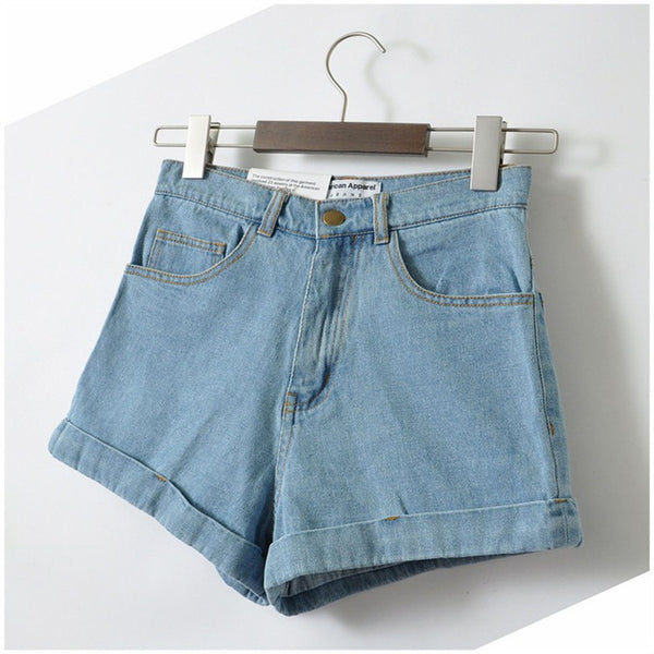 Women New Arrival Denim Shorts Vintage High Waist Cuff Jeans.