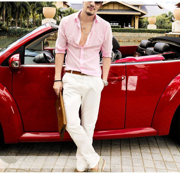 Plus Size Shirts Cotton Linen Men Shirt Long Sleeve Summer Style Hawaiian Shirts Sexy Slim Fit.