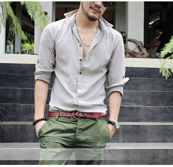 Plus Size Shirts Cotton Linen Men Shirt Long Sleeve Summer Style Hawaiian Shirts Sexy Slim Fit.